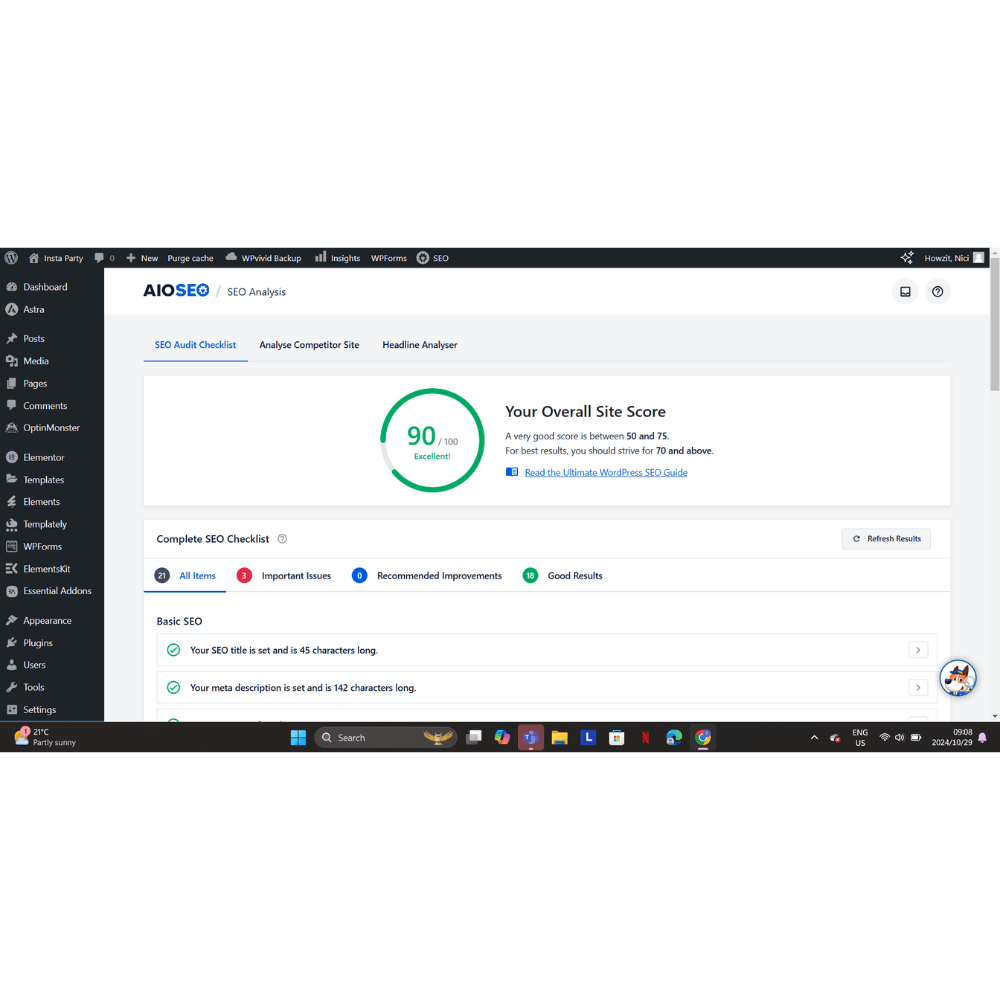 AIOSEO Seo Page Report